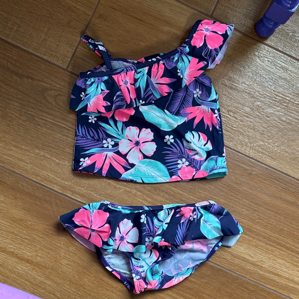 Tropical Floral Kids Swim Set